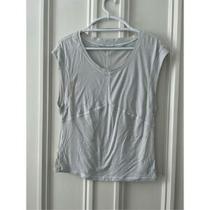 Lululemon cream/white and gray striped muscle tee 6